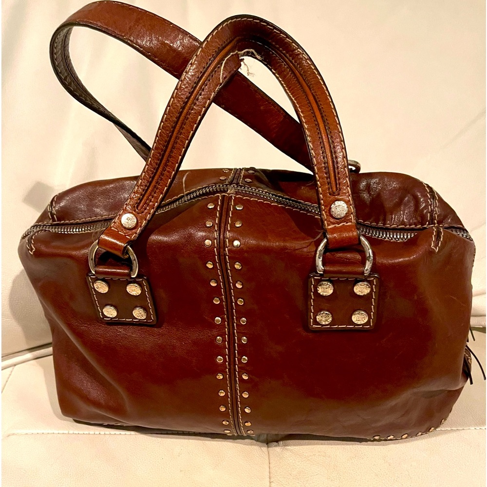 Michael Kors Beautiful Chocolate Brown studded leather satchel